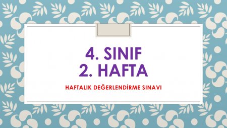 4. Sınıf 2. Hafta - Haftalık Değerlendirme Sınavı