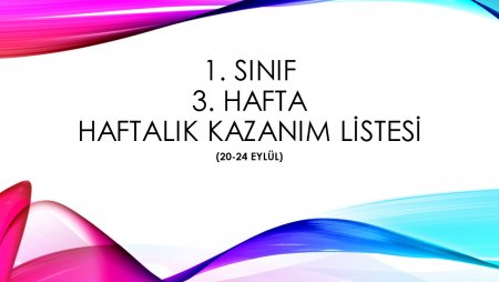 1. Sınıf 3. Hafta Haftalık Kazanım Listesi - Defter Doldurma (20-24 Eylül)