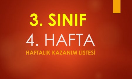 3. Sınıf 4. Hafta Haftalık Kazanım Listesi ve Defter Yazma (27 Eylül - 1 Ekim)