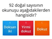 2. Sınıf Matematik Basamak Adı ve Basamak Değeri Online Test