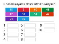 3. Sınıf Matematik Altışar Ritmik Sayma Eşleştirme ve Sıralama Oyunu