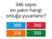 4. Sınıf Matematik En Yakın Onluğa ve Yüzlüğe Yuvarlama İnteraktif Test