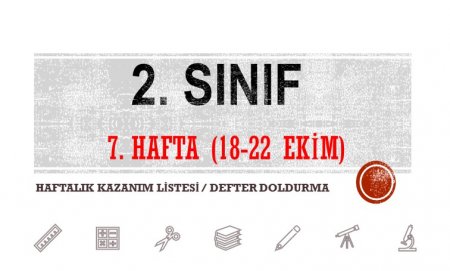 2. Sınıf 7. Hafta (18-22 Ekim) Haftalık Kazanım Listesi-Defter Doldurma