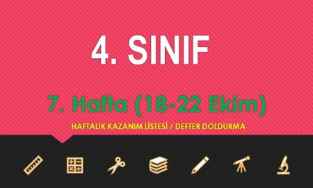 4. Sınıf 7. Hafta (18-22 Ekim) Haftalık Kazanım Listesi-Defter Doldurma