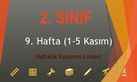 2. Sınıf 9. Hafta (1-5 Kasım) Haftalık Kazanım Listesi