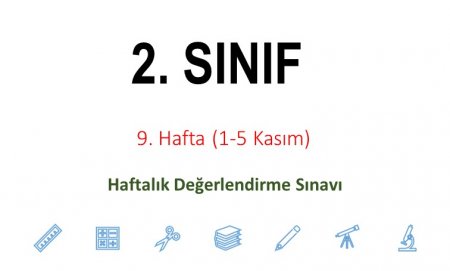 2. Sınıf 9. Hafta (1-5 Kasım) Haftalık Değerlendirme Sınavı