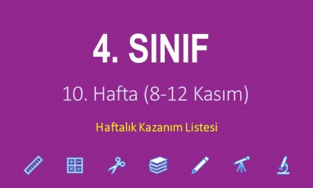 4. Sınıf 10. Hafta (8-12 Kasım) Haftalık Kazanım Listesi