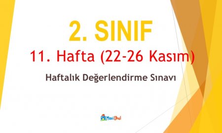 2. Sınıf 11. Hafta (22-26 Kasım) Haftalık Değerlendirme Sınavı