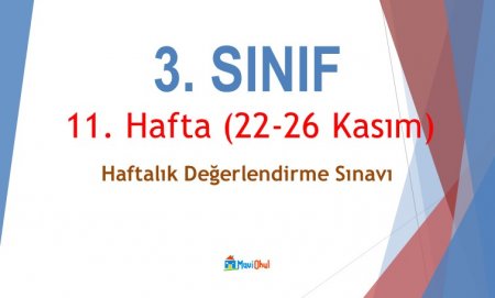 3. Sınıf 11. Hafta (22-26 Kasım) Haftalık Değerlendirme Sınavı