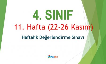 4. Sınıf 11. Hafta (22-26 Kasım) Haftalık Değerlendirme Sınavı