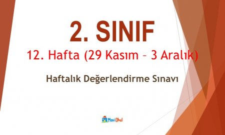 2. Sınıf 12. Hafta (29 Kasım - 3 Aralık) Haftalık Değerlendirme Sınavı