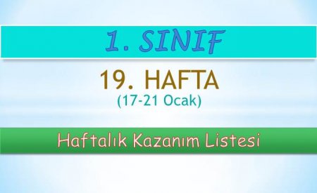 1. Sınıf 19. Hafta (17-21 Ocak) Haftalık Kazanım Listesi