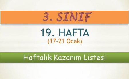 3. Sınıf 19. Hafta (17-21 Ocak) Haftalık Kazanım Listesi