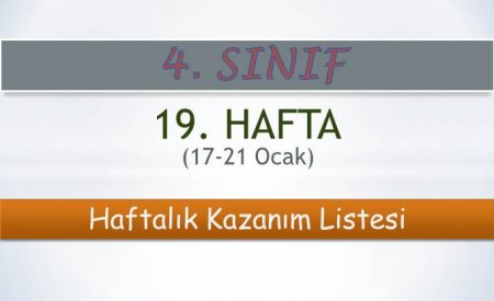 4. Sınıf 19. Hafta (17-21 Ocak) Haftalık Kazanım Listesi