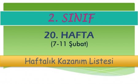 2. Sınıf 20. Hafta (7-11 Şubat) Haftalık Kazanım Listesi