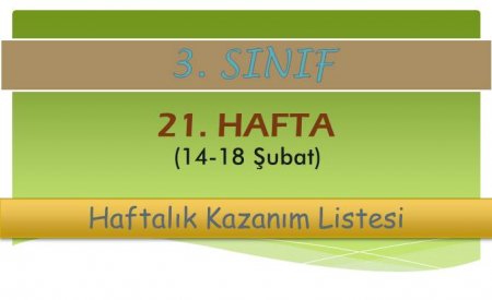 3. Sınıf 21. Hafta (14-18 Şubat) Haftalık Kazanım Listesi