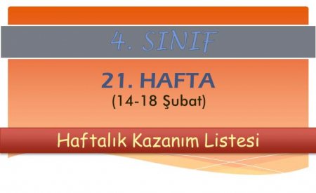 4. Sınıf 21. Hafta (14-18 Şubat) Haftalık Kazanım Listesi