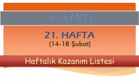 4. Sınıf 21. Hafta (14-18 Şubat) Haftalık Kazanım Listesi