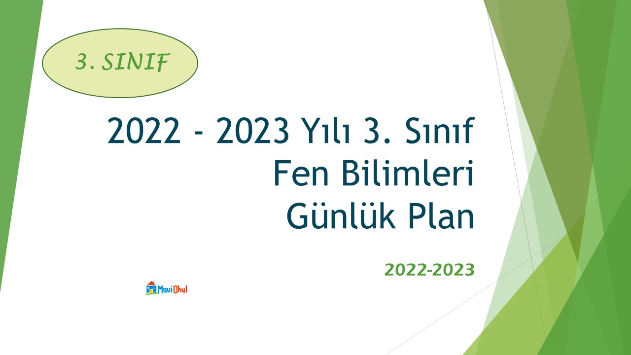 2022 - 2023 Yılı 3. Sınıf Fen Bilimleri Günlük Plan