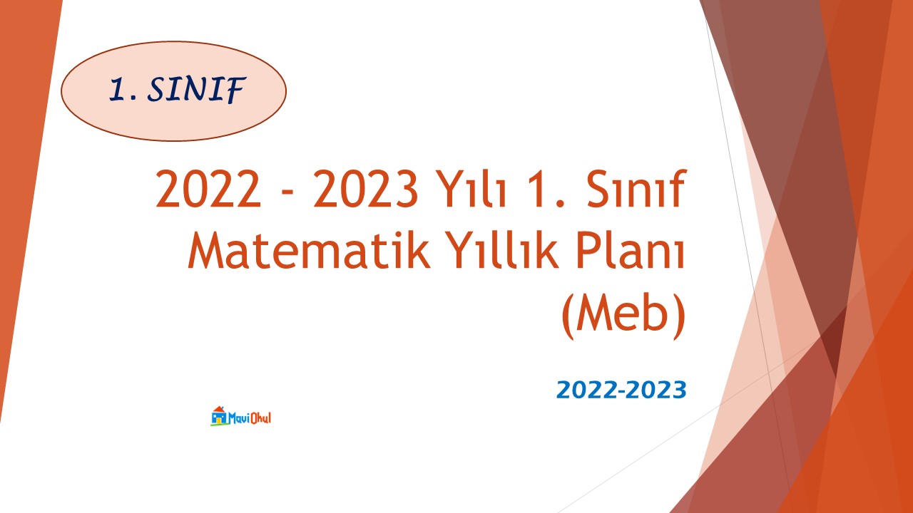 2022 - 2023 Yılı 1. Sınıf Matematik Yıllık Planı (Meb)