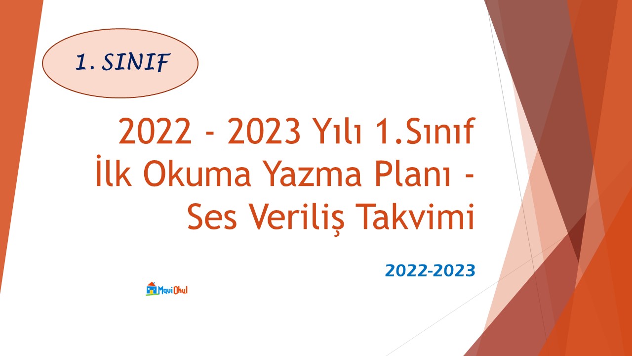 2022 - 2023 Yılı 1.Sınıf İlk Okuma Yazma Planı - Ses Veriliş Takvimi