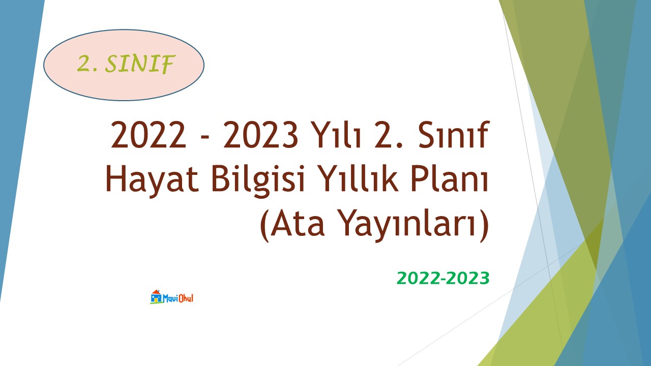 2022 - 2023 Yılı 2. Sınıf Hayat Bilgisi Yıllık Planı (Ata Yayınları)