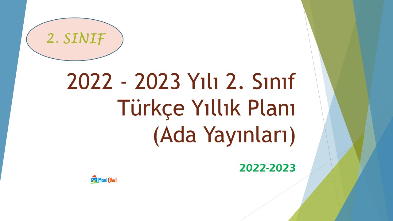 2022 - 2023 Yılı 2. Sınıf Türkçe Yıllık Planı (Ada Yayınları)