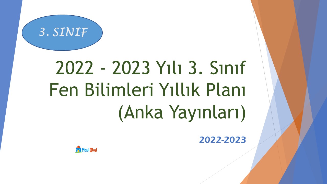 2022 - 2023 Yılı 3. Sınıf Fen Bilimleri Yıllık Planı (Anka Yayınları)