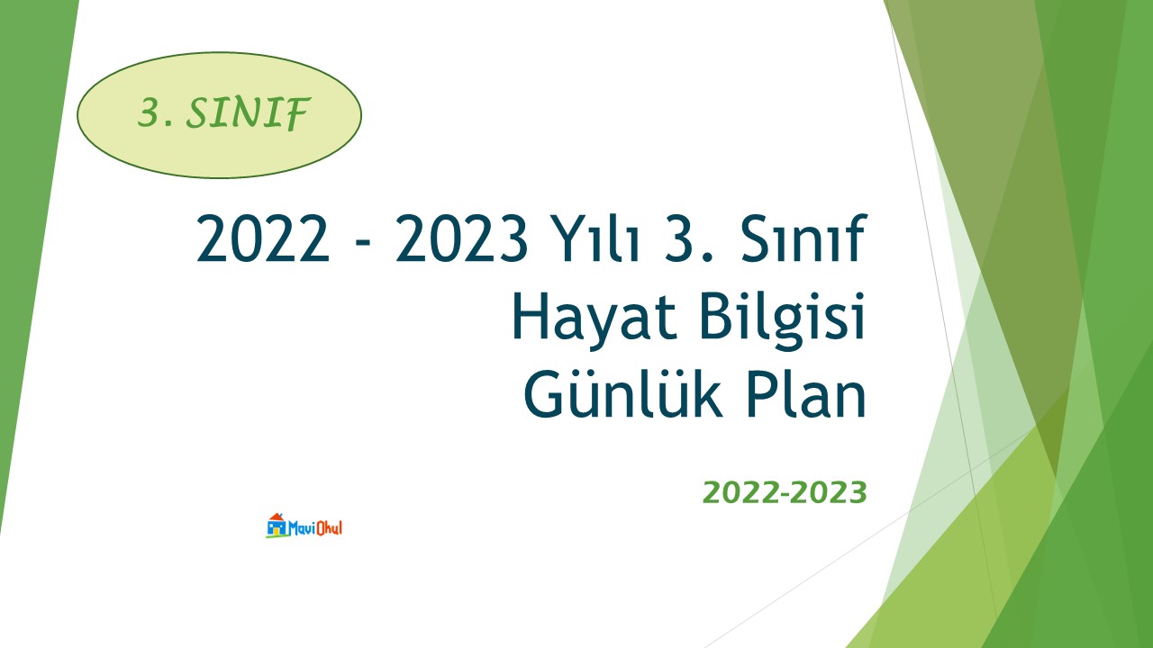 2022 - 2023 Yılı 3. Sınıf Hayat Bilgisi Günlük Plan