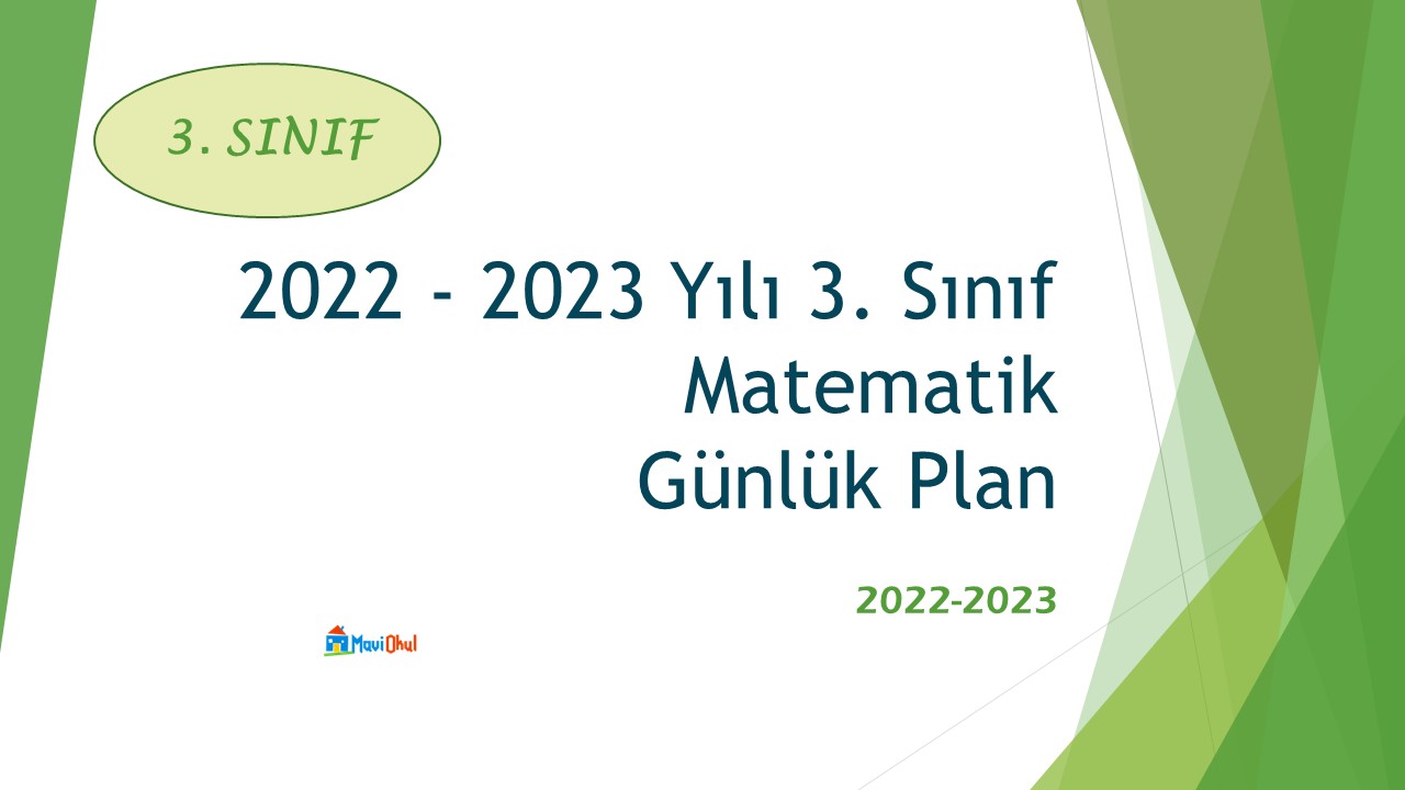 2022 - 2023 Yılı 3. Sınıf Matematik Günlük Plan