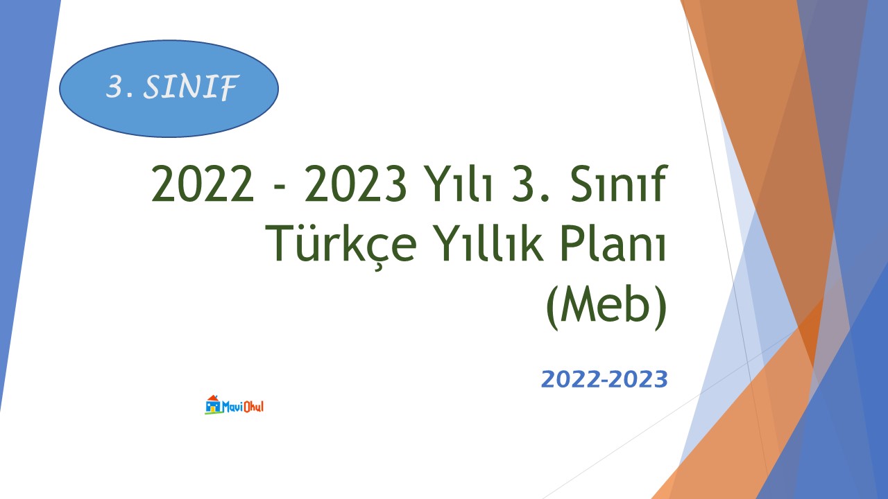 2022 - 2023 Yılı 3. Sınıf Türkçe Yıllık Planı (Meb)