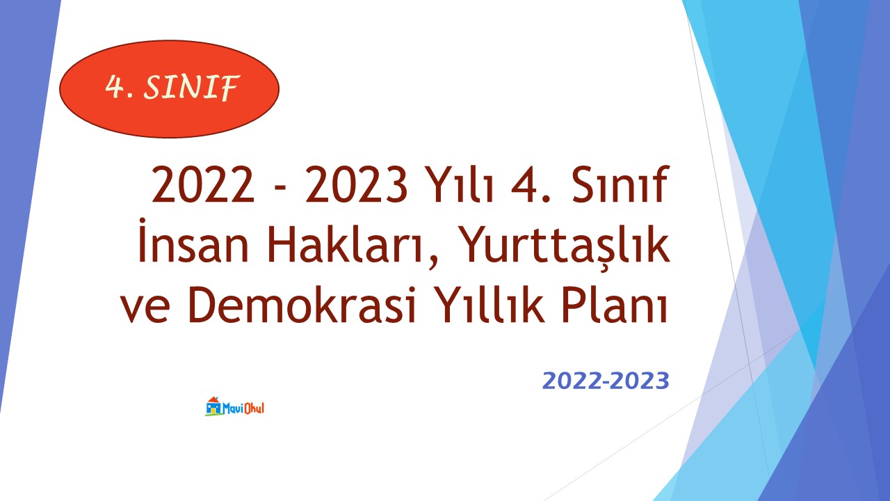 2022 - 2023 Yılı 4. Sınıf İnsan Hakları, Yurttaşlık ve Demokrasi Yıllık Planı