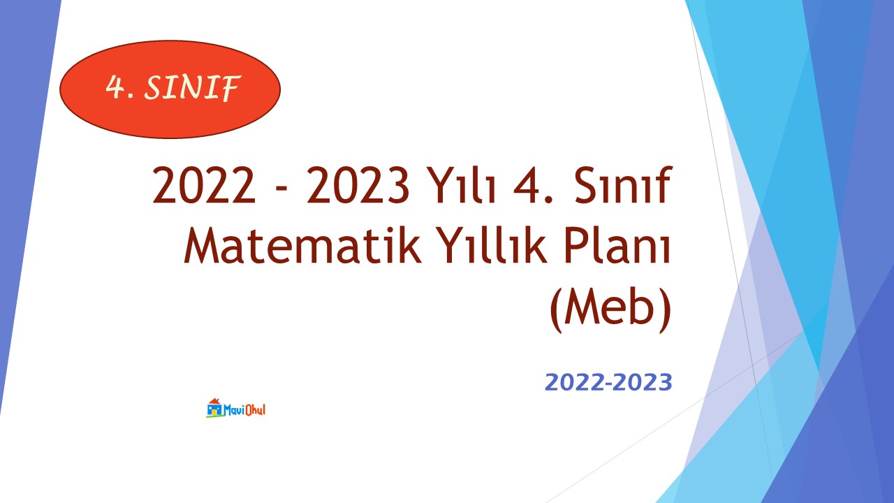 2022 - 2023 Yılı 4. Sınıf Matematik Yıllık Planı (Meb)