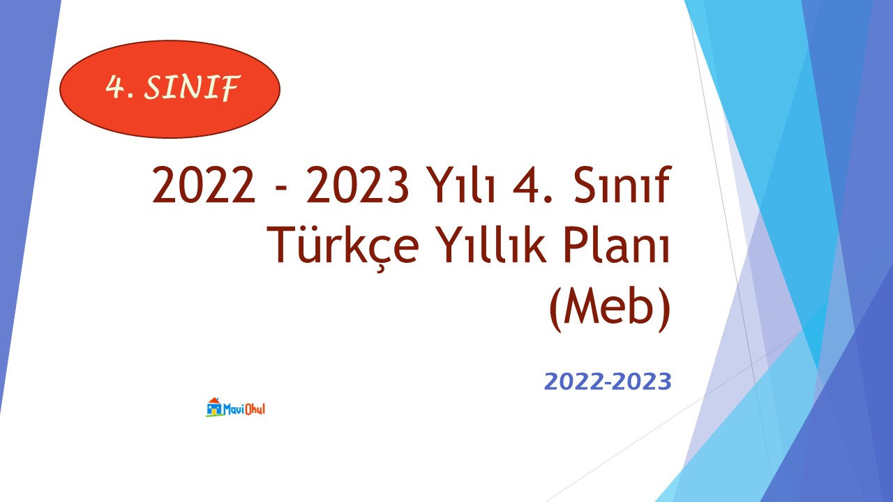 2022 - 2023 Yılı 4. Sınıf Türkçe Yıllık Planı (Meb)
