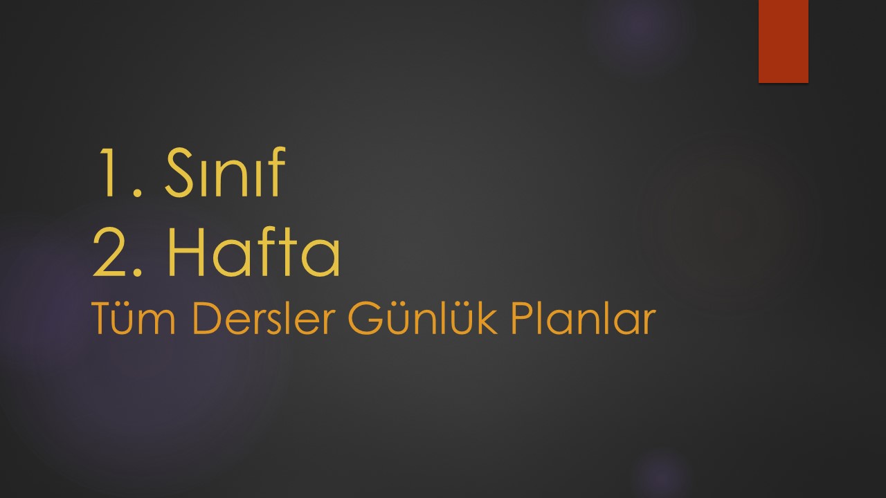 1. Sınıf 2. Hafta Günlük Planlar - Tüm Dersler