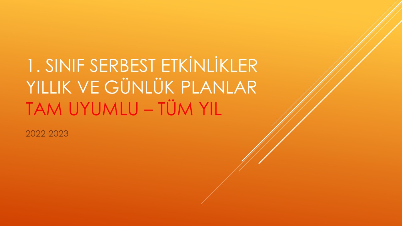 1. Sınıf Serbest Etkinlikler Günlük ve Yıllık Planlar