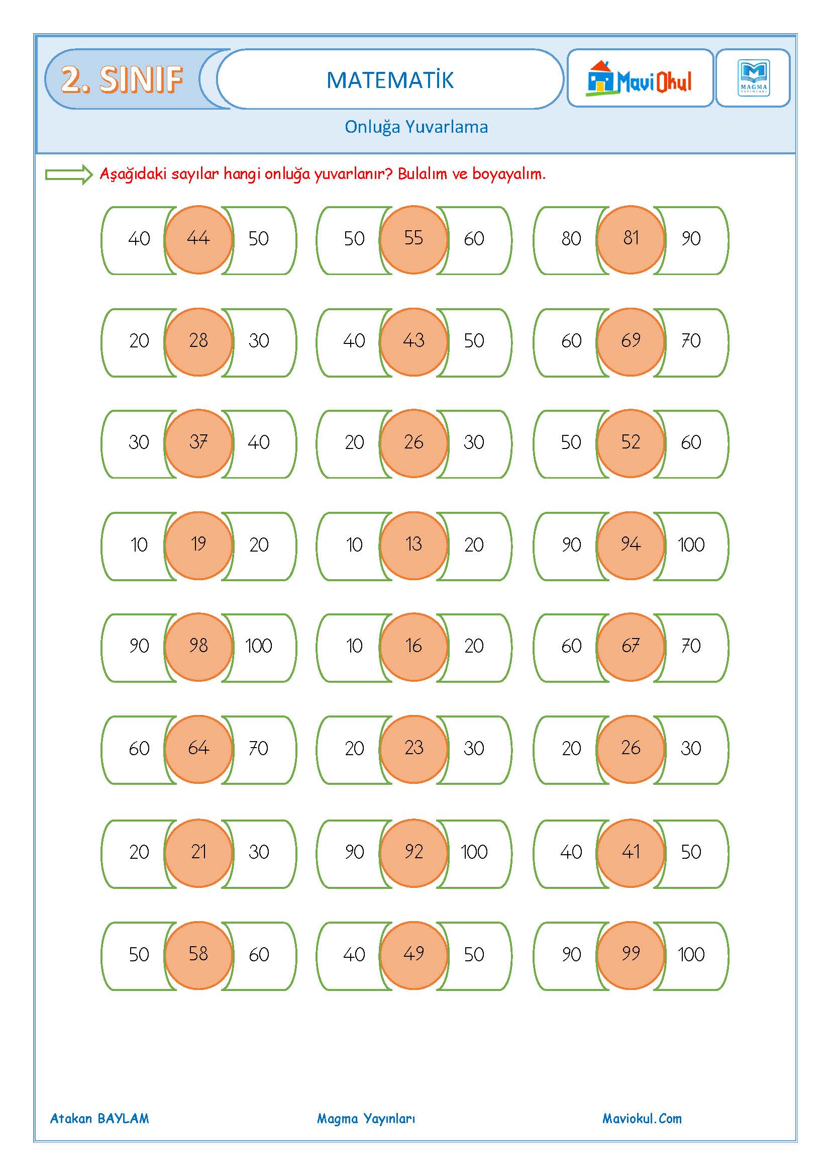 2. Sınıf Matematik En Yakın Onluğa Yuvarlama