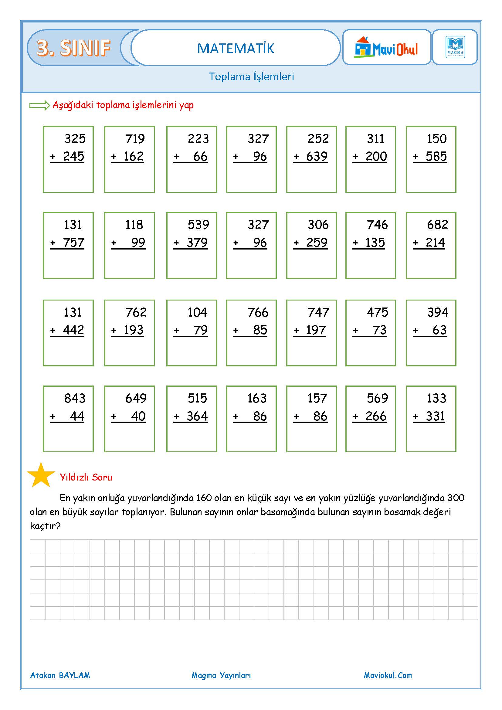 3. Sınıf Matematik Toplama İşlemi