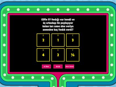 3. Sınıf Bölme İşlemi Game Show Oyunu