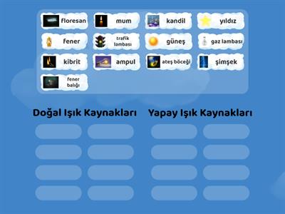 3. Sınıf Fen Bilimleri Işık Kaynakları Eşleştirme oyunu