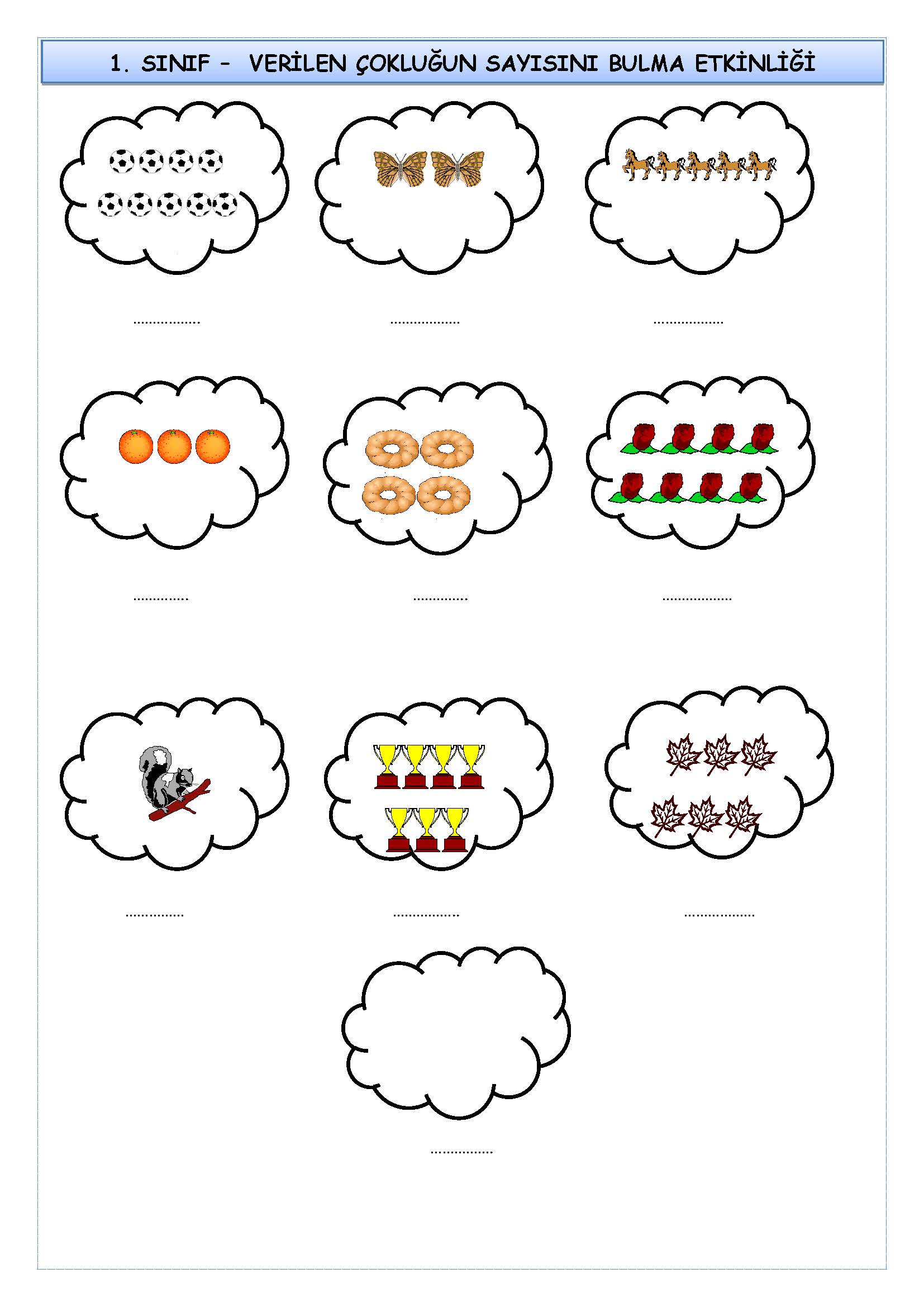 1. Sınıf Matematik Verilen Çokluğun Sayısını Bulma