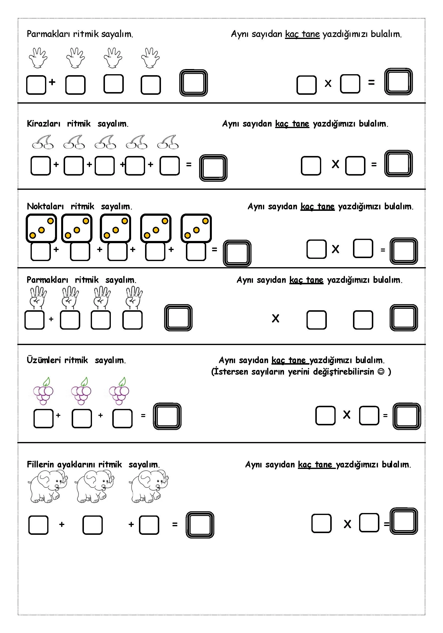 2. Sınıf Matematik Çarpma İşlemi Giriş Etkinliği