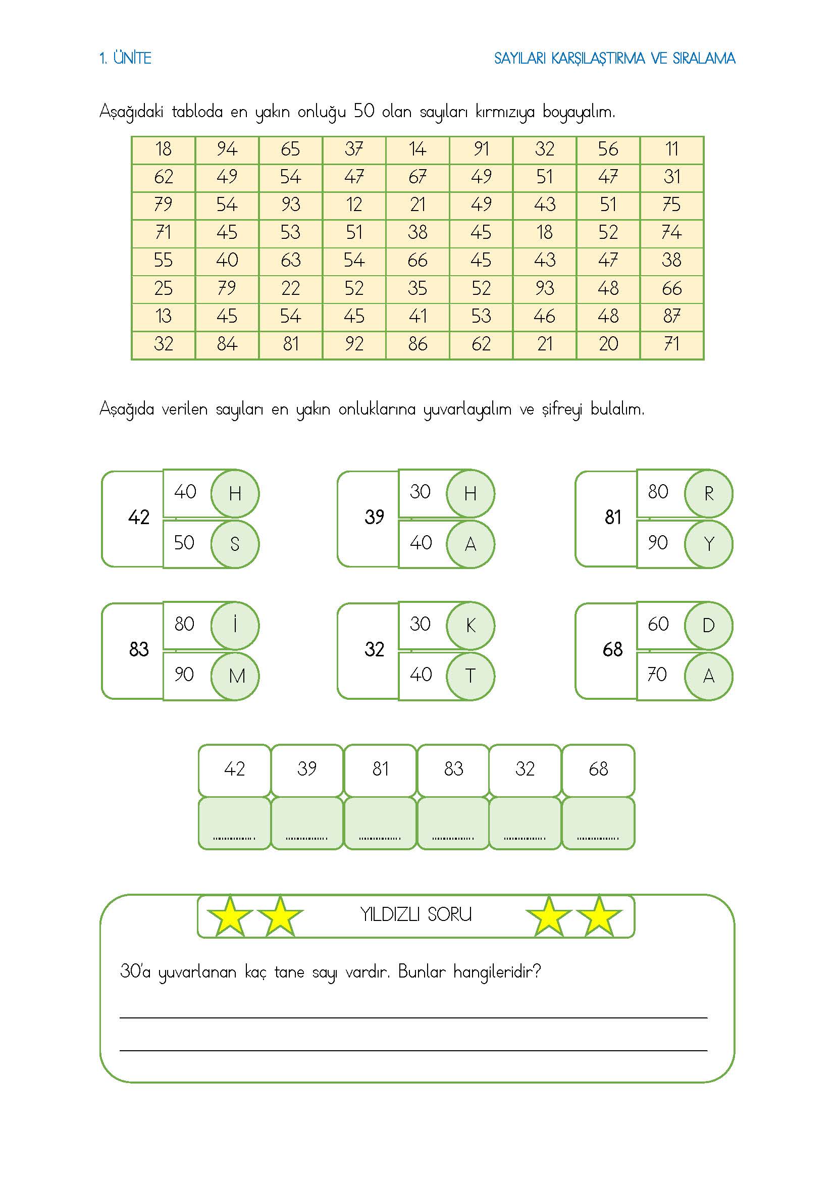 2. Sınıf Matematik En Yakın Onluğa Yuvarlama