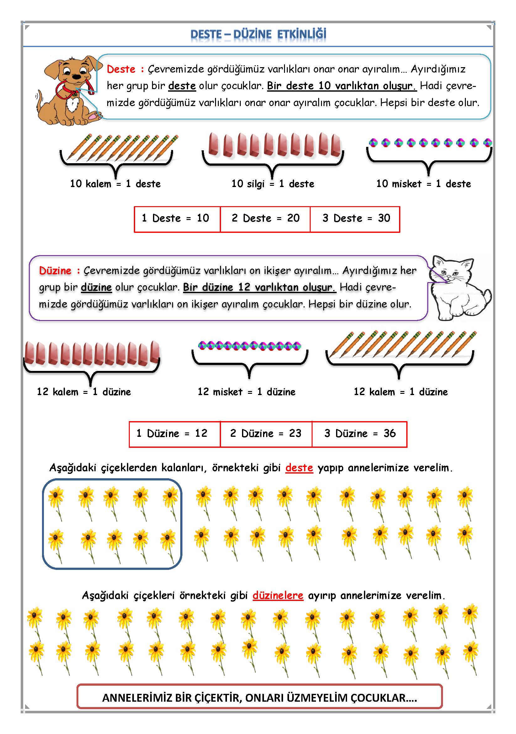 2. Sınıf Matematik Deste - Düzine Etkinliği