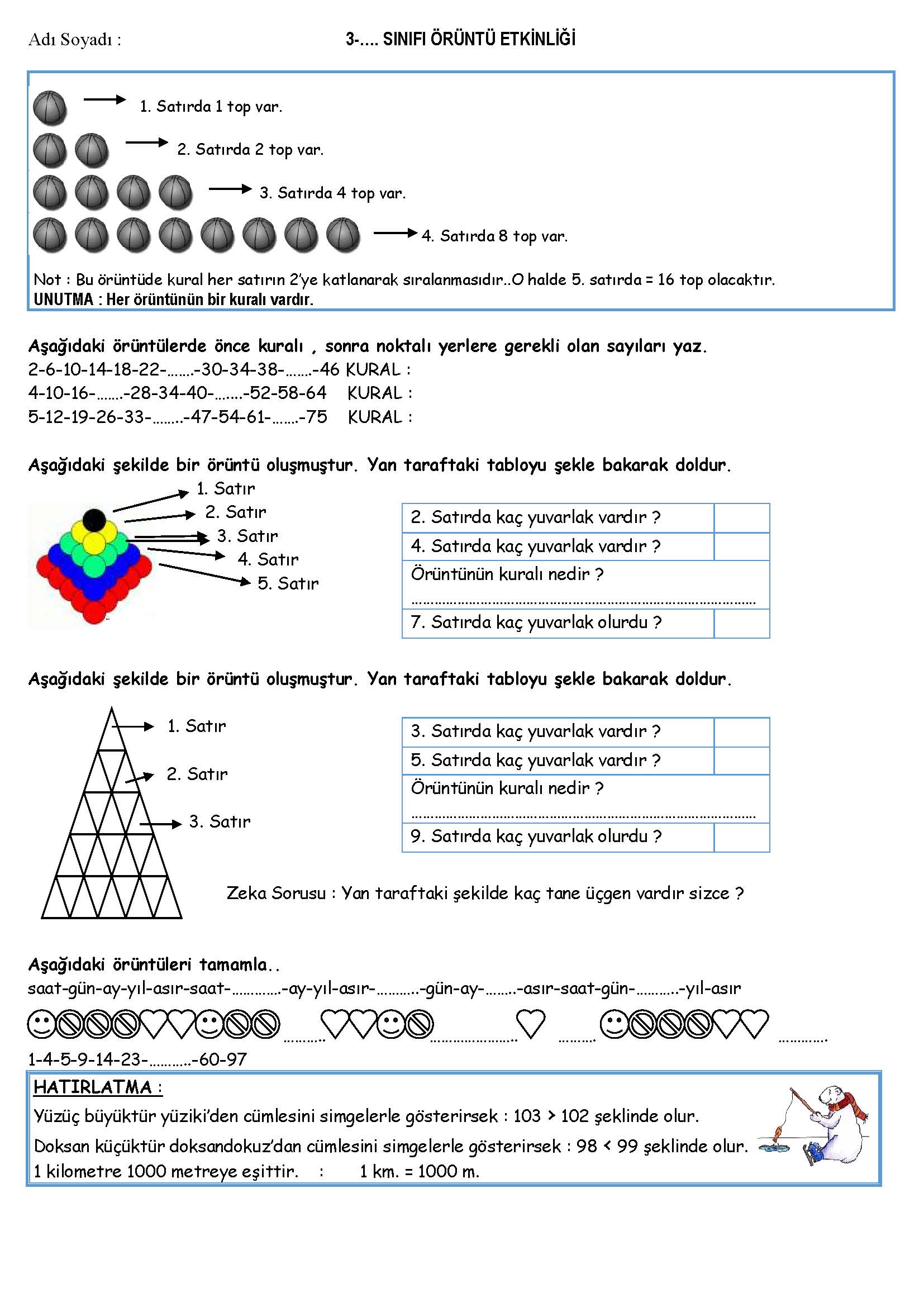 3. Sınıf Matematik Örüntüler