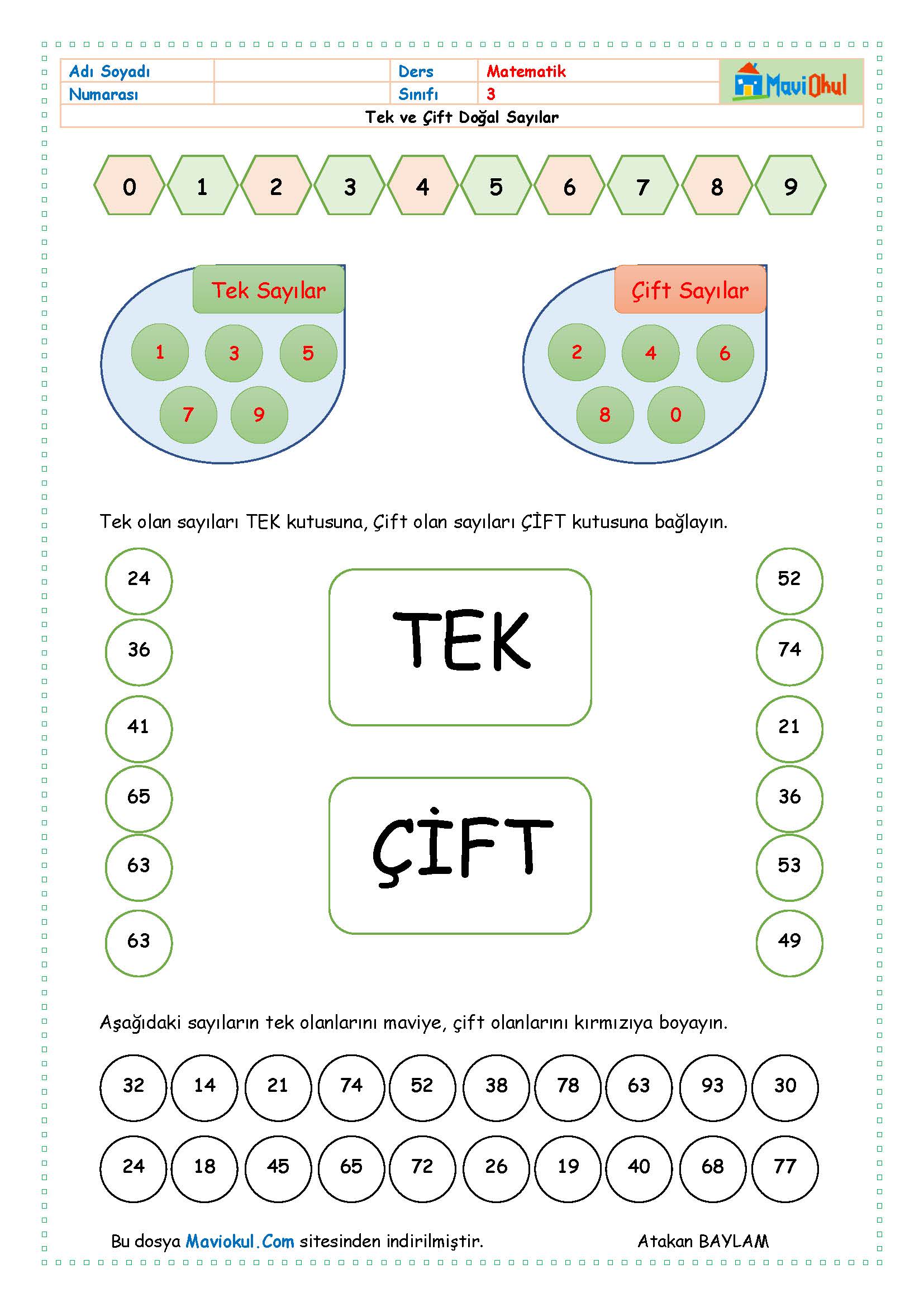 3. Sınıf Matematik Tek ve Çift Sayılar