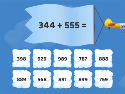 3. Sınıf Matematik Eldesiz Toplama İşlemi Eşleştirmeli Uçak Oyunu