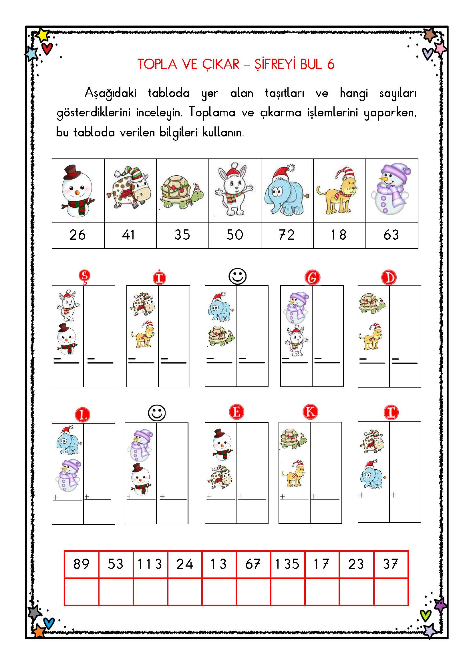 2. Sınıf Matematik Topla Çıkar Şifreyi Bul