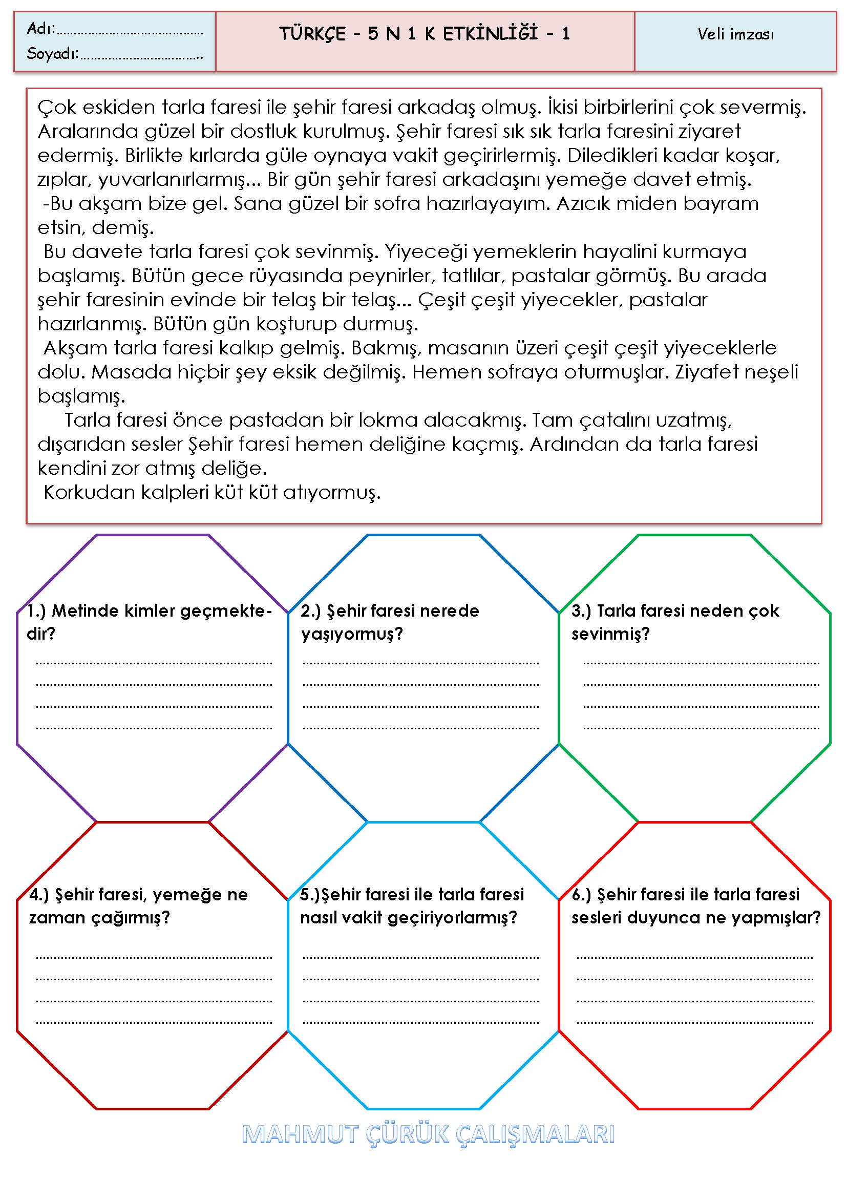 2.Sınıf - Türkçe - 5N 1K Etkinliği