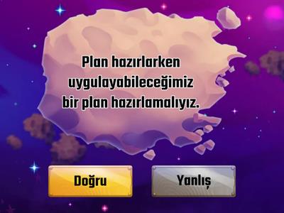 3. Sınıf Hayat Bilgisi Planlı Olalım Doğru Yanlış Oyunu